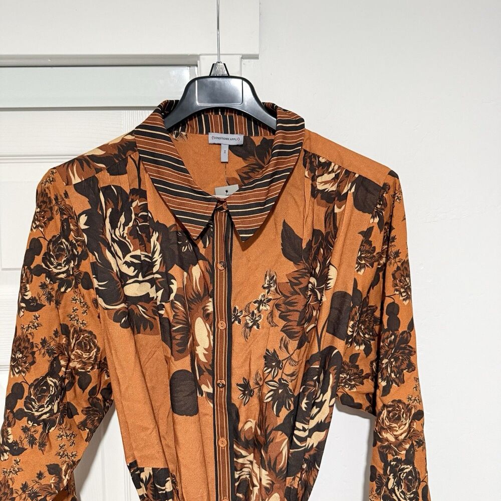 Conditions Apply Irwania Midi Shirtdress 3X Brown Pattern NWT - Picture 9 of 16